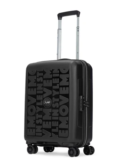 Skybags Play Cabin 20 Inch Polypropylene(PP), 4 Spinner Double Wheel Trolley Bags for Travel, Hard Case Lightweight Bag with TSA Lock, Tough Suitcase for Travel (Small), Black
