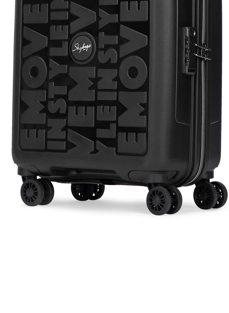 Skybags Play Cabin 20 Inch Polypropylene(PP), 4 Spinner Double Wheel Trolley Bags for Travel, Hard Case Lightweight Bag with TSA Lock, Tough Suitcase for Travel (Small), Black