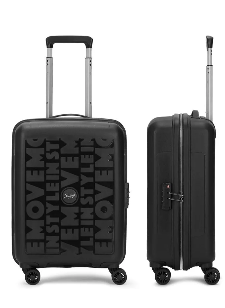 Skybags Play Cabin 20 Inch Polypropylene(PP), 4 Spinner Double Wheel Trolley Bags for Travel, Hard Case Lightweight Bag with TSA Lock, Tough Suitcase for Travel (Small), Black