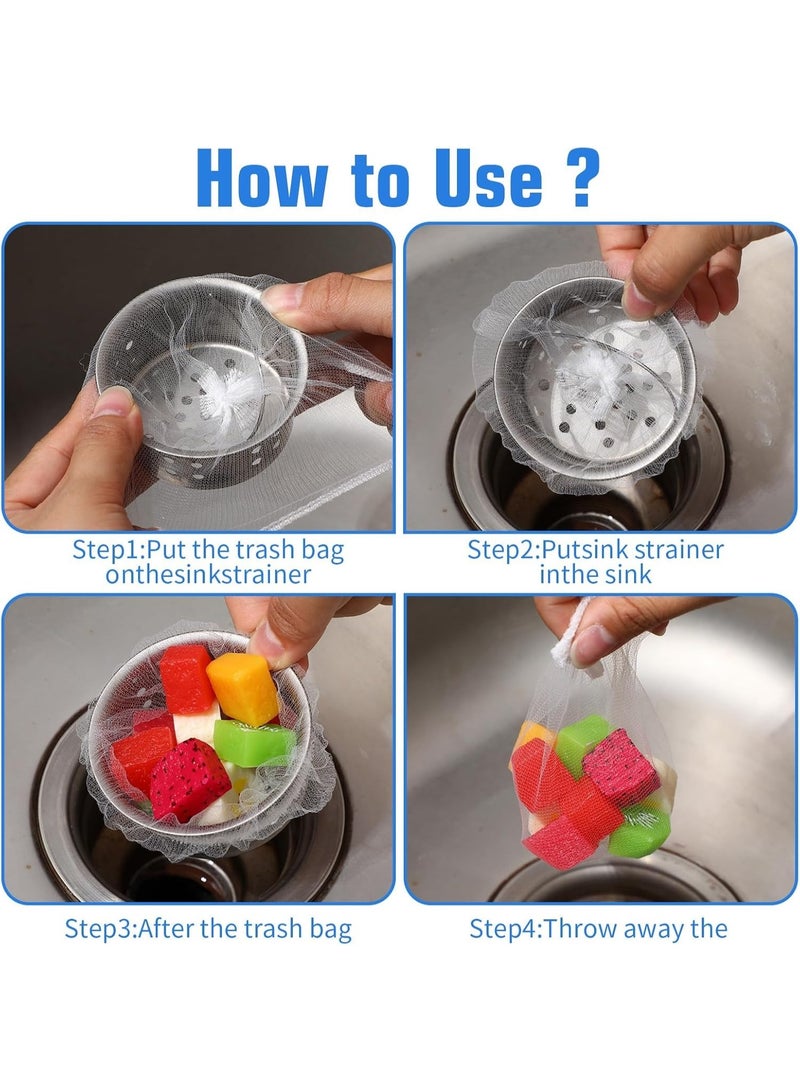 Kitchen Sink Strainer Mesh Bag - Disposable Mesh Sink Strainer Bags Durable Elastic Mouth Kitchen Drain Strainer Net Bag For Filtering Food Scraps 200 Pack - Image 3