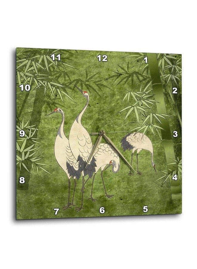 3DROSE Dpp_20895_1 Cranes In Bamboo Forestwall Clock 10 By 10Inch - Image 2