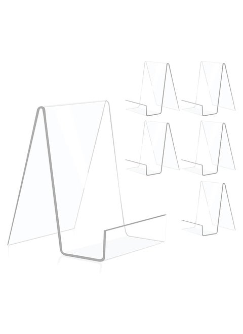 Clear Acrylic Display Stand, 6 Pack Acrylic Book Stand, 14.5 Cm Book Display Stand, Clear Display Stand for Displaying Pictures,Books, Music Sheets, Notebooks, Cds, Etc (A)