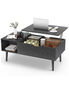 Chulovs Chulovs Coffee Table, Lift Top Coffee Tables for Living Room, Office, Small Rising Wooden Dining Center Tables with Storage Shelf and Hidden Compartment, black  - Image 1