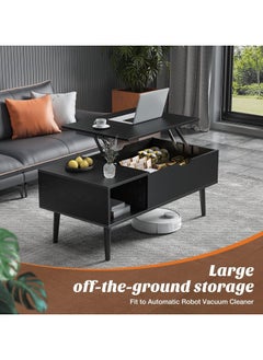 Chulovs Chulovs Coffee Table, Lift Top Coffee Tables for Living Room, Office, Small Rising Wooden Dining Center Tables with Storage Shelf and Hidden Compartment, black  - Image 4