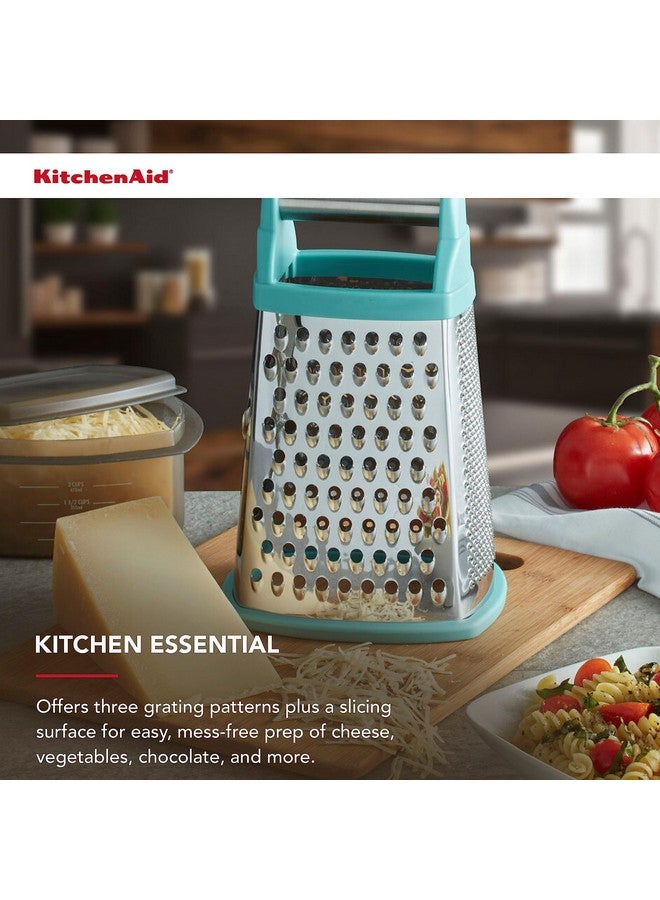 KitchenAid Gourmet 4-Sided Stainless Steel Box Grater for Fine, Medium and Coarse Grate, and Slicing, Detachable 3 Cup Storage Container and Measurment Markings, Dishwasher Safe, 10 inches tall, Aqua - Image 4
