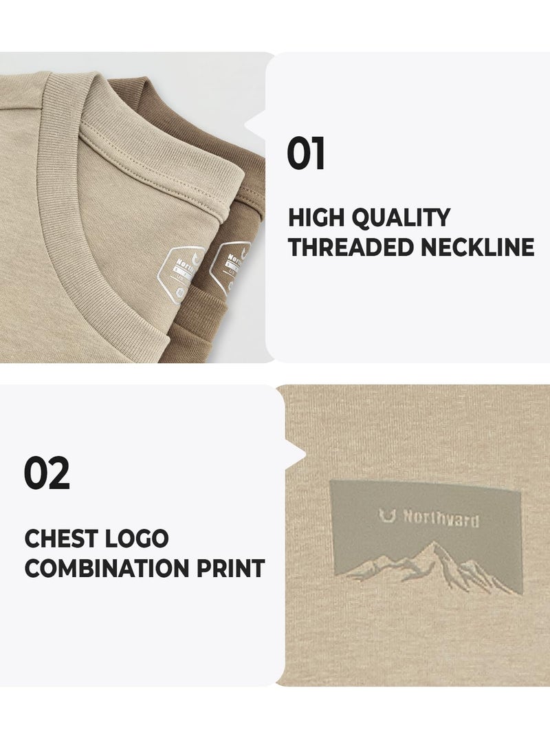 NORTHYARD Men's Heavyweight Cotton T-Shirts Crewneck Short Sleeve Fashion Casual Shirts for Men DERSERT L - Image 3