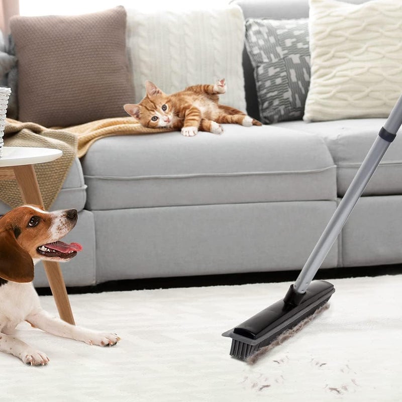 Lanhope Rubber Broom with Squeegee Fur and Long Handle, Carpet Rake and Lint Brush Set for Pet Dog Cat Hair Removal Tool, Sweeping Rug Brush Indoor Outdoor,Push Broom for Soft Carpet,Tile,Wooden Floor - Image 5