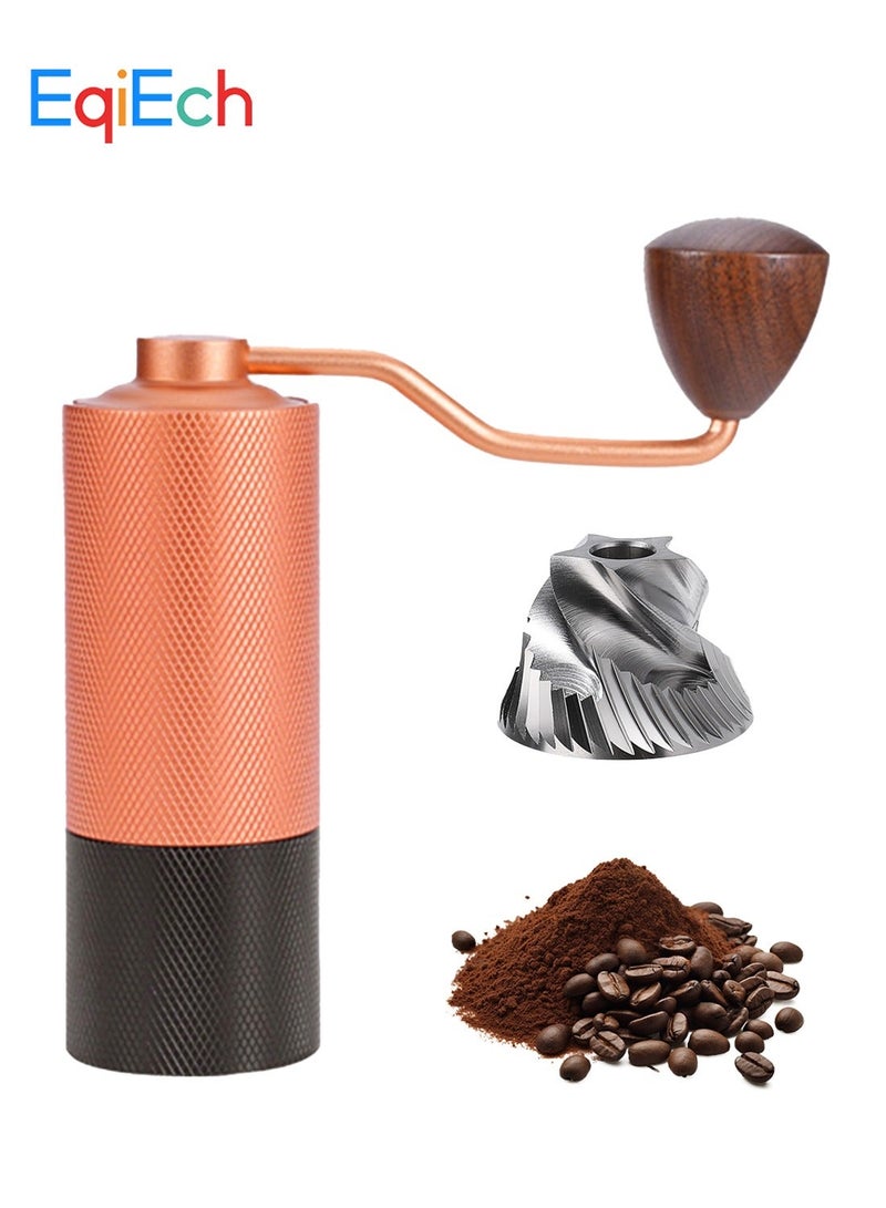 Portable Manual Coffee Grinder with Stainless Steel Core - Copper & Black Design