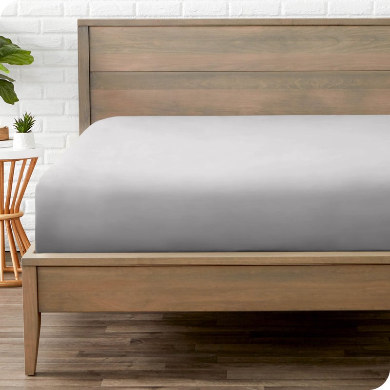 Bare Home Bare Home Fitted Bottom Sheet Twin XL Size - Premium 1800 Microfiber - Ultra-Soft Hotel Luxury - Deep Pocket - Durable and Long Lasting (Twin XL  Light Grey)  - Image 1