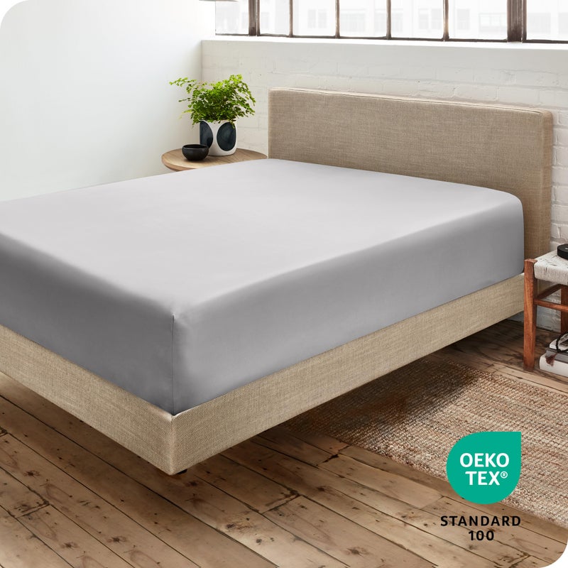 Bare Home Bare Home Fitted Bottom Sheet Twin XL Size - Premium 1800 Microfiber - Ultra-Soft Hotel Luxury - Deep Pocket - Durable and Long Lasting (Twin XL  Light Grey)  - Image 4