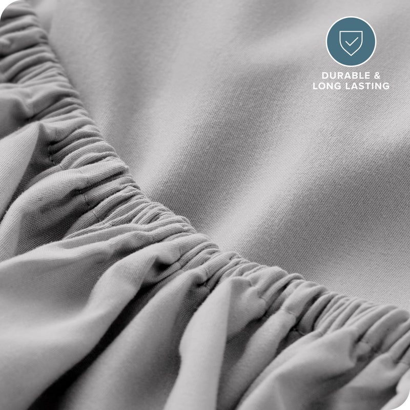 Bare Home Bare Home Fitted Bottom Sheet Twin XL Size - Premium 1800 Microfiber - Ultra-Soft Hotel Luxury - Deep Pocket - Durable and Long Lasting (Twin XL  Light Grey)  - Image 5