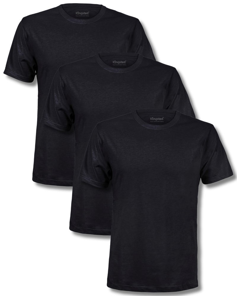 Kingsted Black TShirts for Men Royally Comfortable Super Soft Premium Cotton Blend Short Sleeve Tagless Crewneck WellCrafted Classic Tees 3 Pack Black XLarge