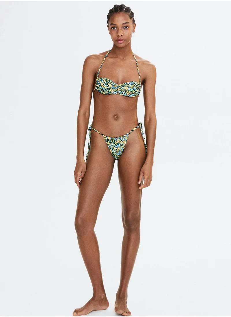 MANGO Halter Neck Floral Bikini Top