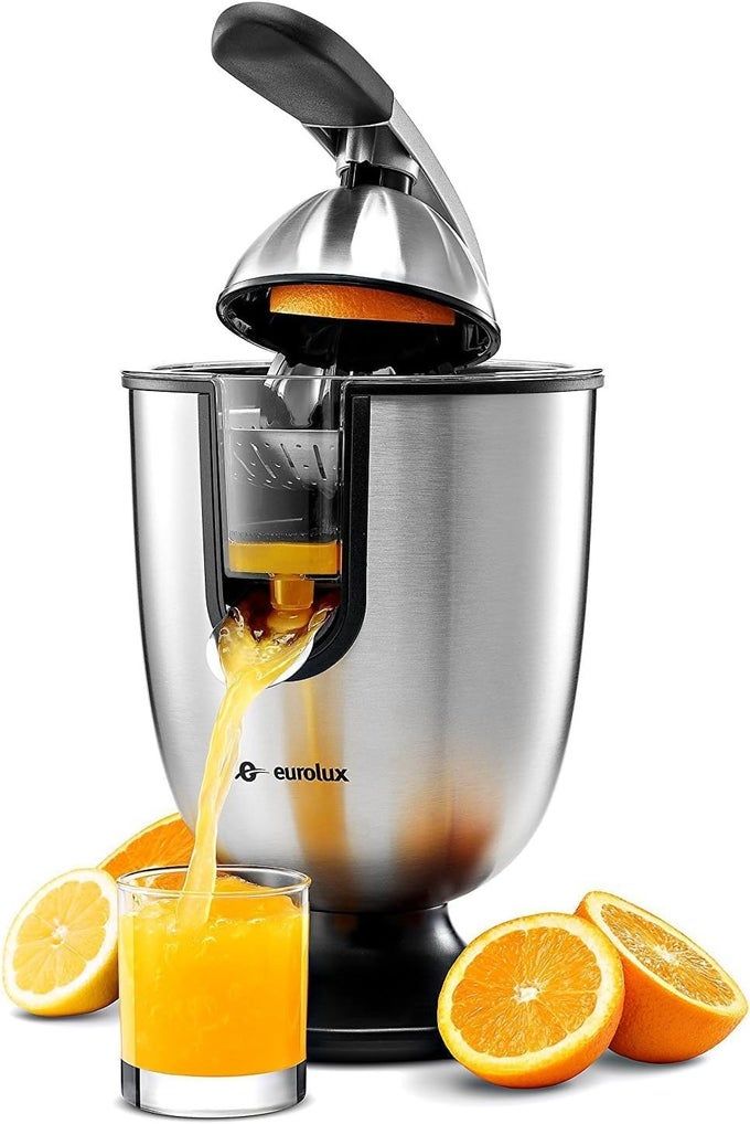 EUROLUX Premium Electric Orange Juicer | Stainless Steel Citrus Squeezer With New Ultra-Powerful Motor and Soft Grip Handle for Effortless Juicing, Auto Shutoff, Dishwasher-safe Parts, Pulp Control - Image 1