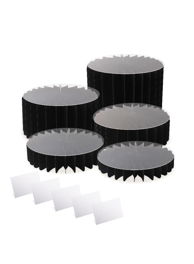 Black Foldable Food Display Risers Food Risers for Buffet Table Tall Cake Stands Cylinder Stands for Party Pedestal Cake Stand Dessert Table Display Set Cupcake Stands Display - Image 3