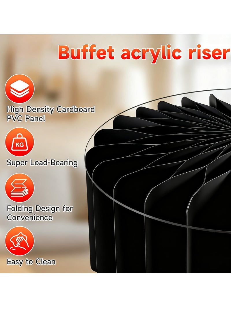 Black Foldable Food Display Risers Food Risers for Buffet Table Tall Cake Stands Cylinder Stands for Party Pedestal Cake Stand Dessert Table Display Set Cupcake Stands Display - Image 4