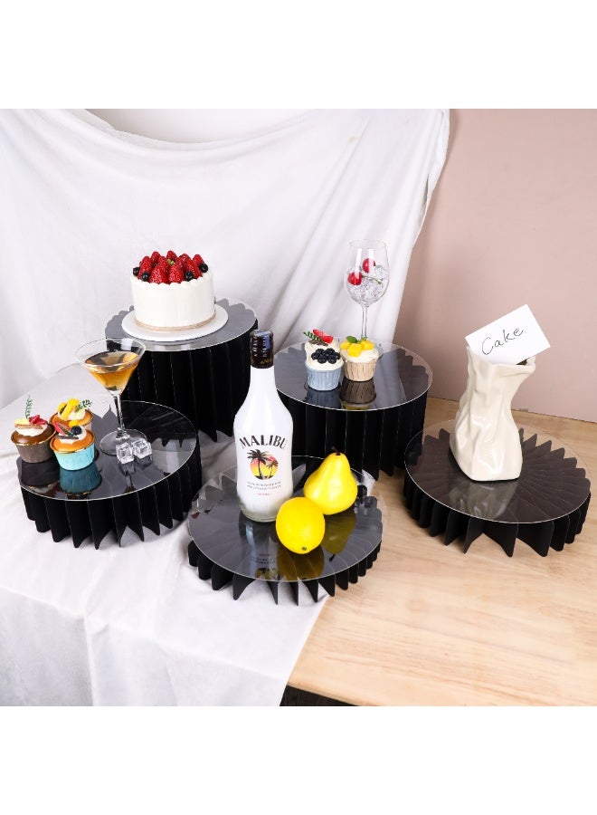 Black Foldable Food Display Risers Food Risers for Buffet Table Tall Cake Stands Cylinder Stands for Party Pedestal Cake Stand Dessert Table Display Set Cupcake Stands Display - Image 2