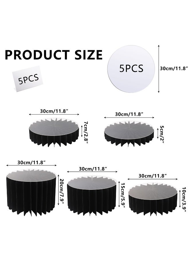 Black Foldable Food Display Risers Food Risers for Buffet Table Tall Cake Stands Cylinder Stands for Party Pedestal Cake Stand Dessert Table Display Set Cupcake Stands Display - Image 5