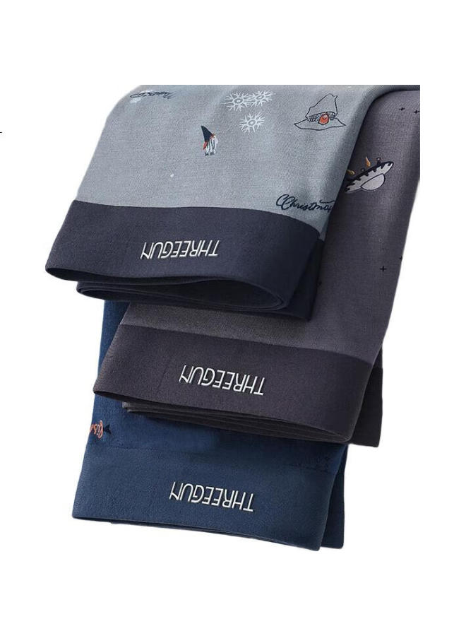 THREEGUN Men'S Modal Antibacterial Inner Crotch Boxer Briefs Casual Breathable Shorts Printed Style - Image 1