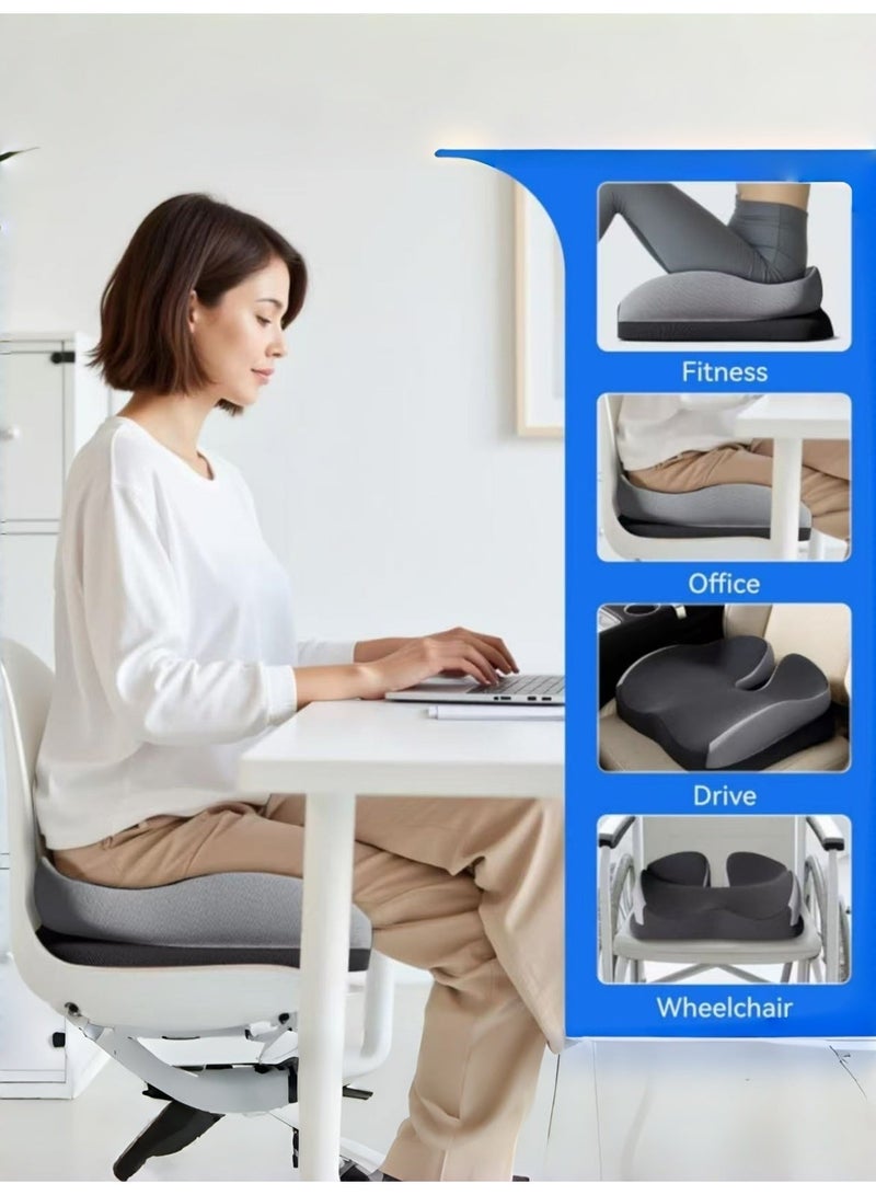KELIO Reinforced Memory Foam Car Seat Cushion, Ergonomic Pressure Relief Pad, Heightened Driving Seat Cushion for Short People, Non-Slip Washable Cover for Office Chair, Gaming, Wheelchair and Travel - Image 4