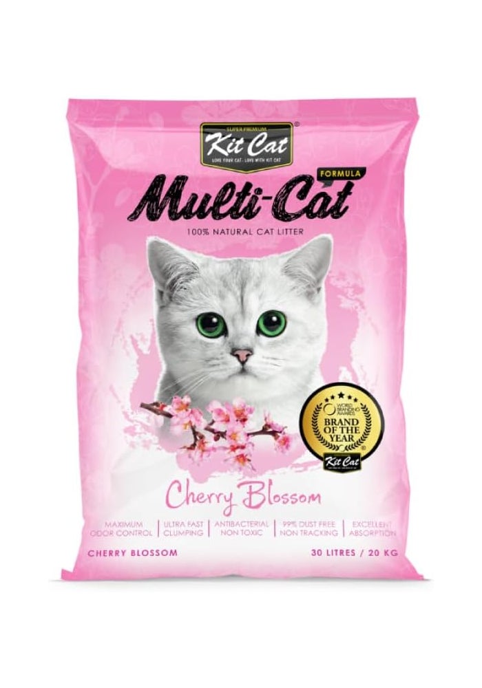 Kit Cat رمل قطط كيت كات متعدد القطط - زهرة الكرز 20 كجم