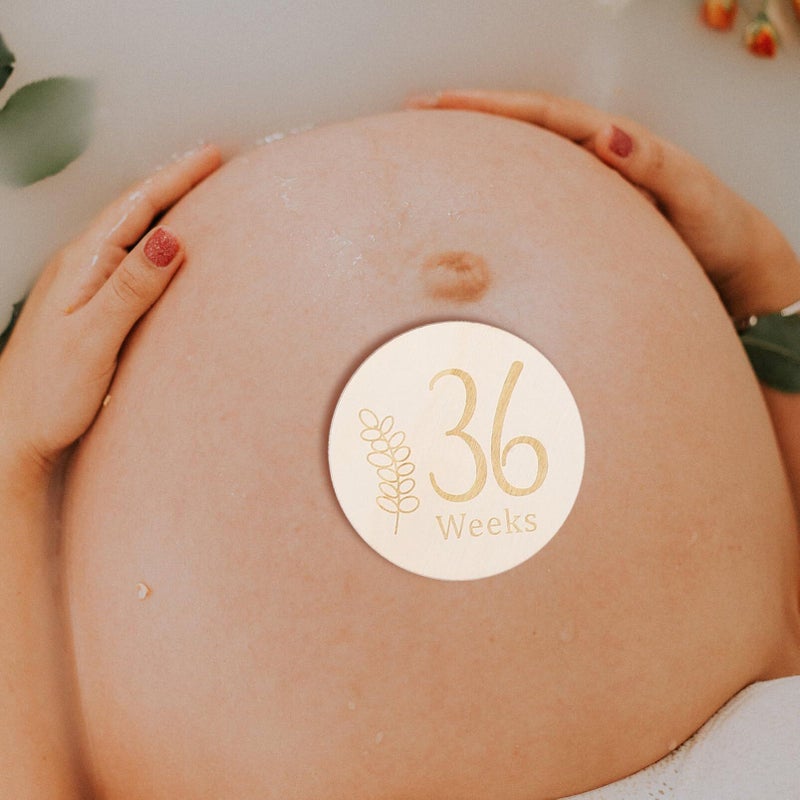 Vaguelly 11pcs Double Sided Wooden Pregnancy Weekly Discs Photo Props - Image 5