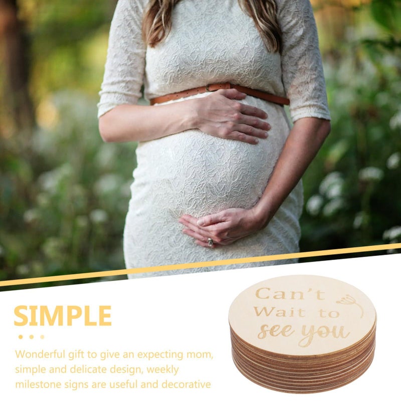 Vaguelly 11pcs Double Sided Wooden Pregnancy Weekly Discs Photo Props - Image 3