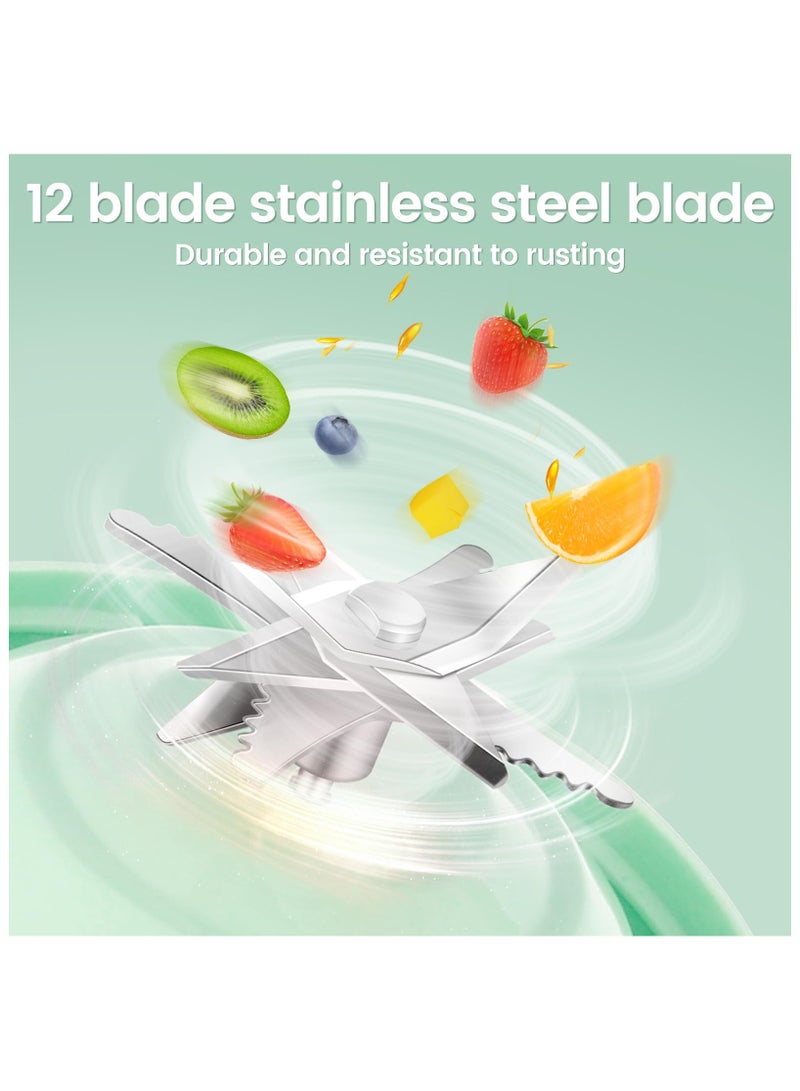 SOLARAE خلاط محمول، كوب خلاط عصير قابل لإعادة الشحن بسعة 1200 مللي أمبير مع 12 شفرة من الفولاذ المقاوم للصدأ، خلاط عصير مصغر بسعة 500 مل، خلاط فواكه بفم واسع، خلاط سموذي كهربائي شخصي للاستخدام المنزلي والمكتبي وصالة الألعاب الرياضية - Image 4