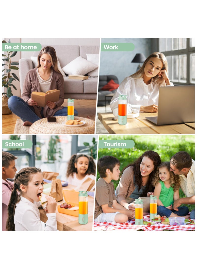 SOLARAE خلاط محمول، كوب خلاط عصير قابل لإعادة الشحن بسعة 1200 مللي أمبير مع 12 شفرة من الفولاذ المقاوم للصدأ، خلاط عصير مصغر بسعة 500 مل، خلاط فواكه بفم واسع، خلاط سموذي كهربائي شخصي للاستخدام المنزلي والمكتبي وصالة الألعاب الرياضية - Image 3