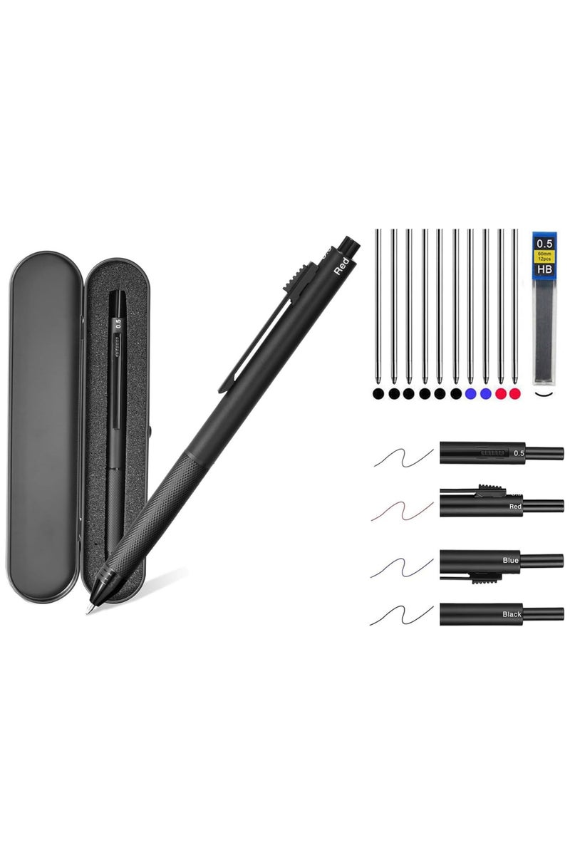 INSIJAM 4 in 1 Multicolor Pen Metal Cased Multifunction Pen with Gravity Sensor 0.7mm 3 Color Ballpoint and 0.7mm Mechanical Pencil Comes with Metal Pencil Case - Image 1