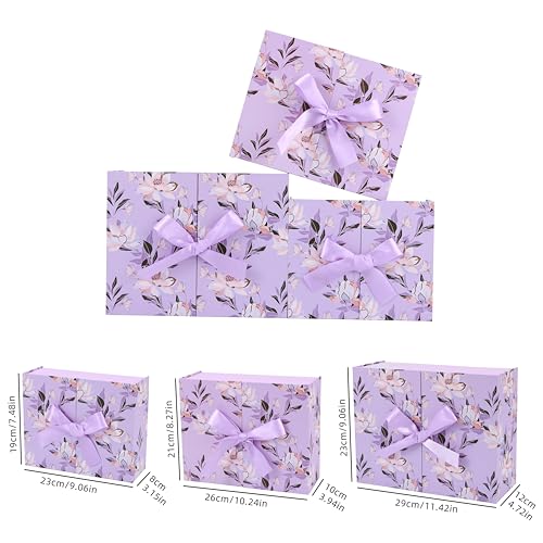 HOME ELEMENTS 3 Pcs Set of Luxury Gift Box Set With Bow, Bridesmaid Box, Decorative Gift Packing Boxes Perfect for Presents Diwali Christmas Wedding Birthdays Special Occasions Gift Hampers (Lavender) - Image 5
