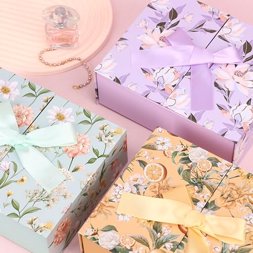 HOME ELEMENTS 3 Pcs Set of Luxury Gift Box Set With Bow, Bridesmaid Box, Decorative Gift Packing Boxes Perfect for Presents Diwali Christmas Wedding Birthdays Special Occasions Gift Hampers (Lavender) - Image 4
