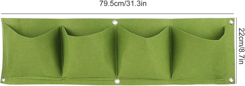 ويوبلز أكياس زراعة النباتات الجدارية، 4 قطع، 4 جيوب، أكياس زراعة النباتات، قابلة لإعادة الاستخدام والتحلل، مصنوعة من اللباد، تُثبت على الحائط (أخضر) - Image 3