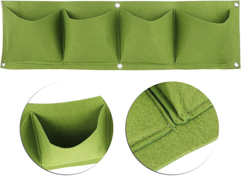 ويوبلز أكياس زراعة النباتات الجدارية، 4 قطع، 4 جيوب، أكياس زراعة النباتات، قابلة لإعادة الاستخدام والتحلل، مصنوعة من اللباد، تُثبت على الحائط (أخضر) - Image 4