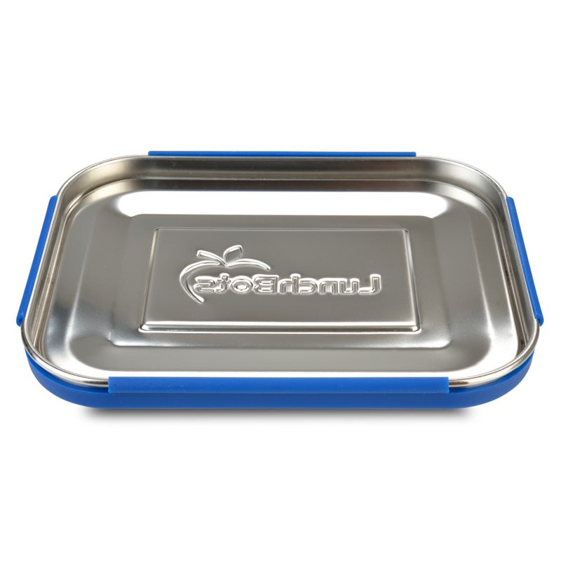 LunchBots Medium Uno Stainless Steel Sandwich Container - Open Design for Wraps - Salads or a Small Meal - Eco-Friendly - Dishwasher Safe and BPA-Free - Blue Dots - Image 3
