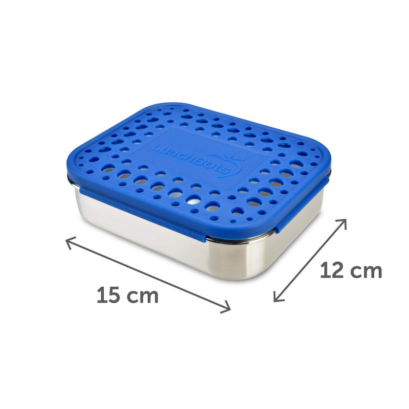 LunchBots Medium Uno Stainless Steel Sandwich Container - Open Design for Wraps - Salads or a Small Meal - Eco-Friendly - Dishwasher Safe and BPA-Free - Blue Dots - Image 2