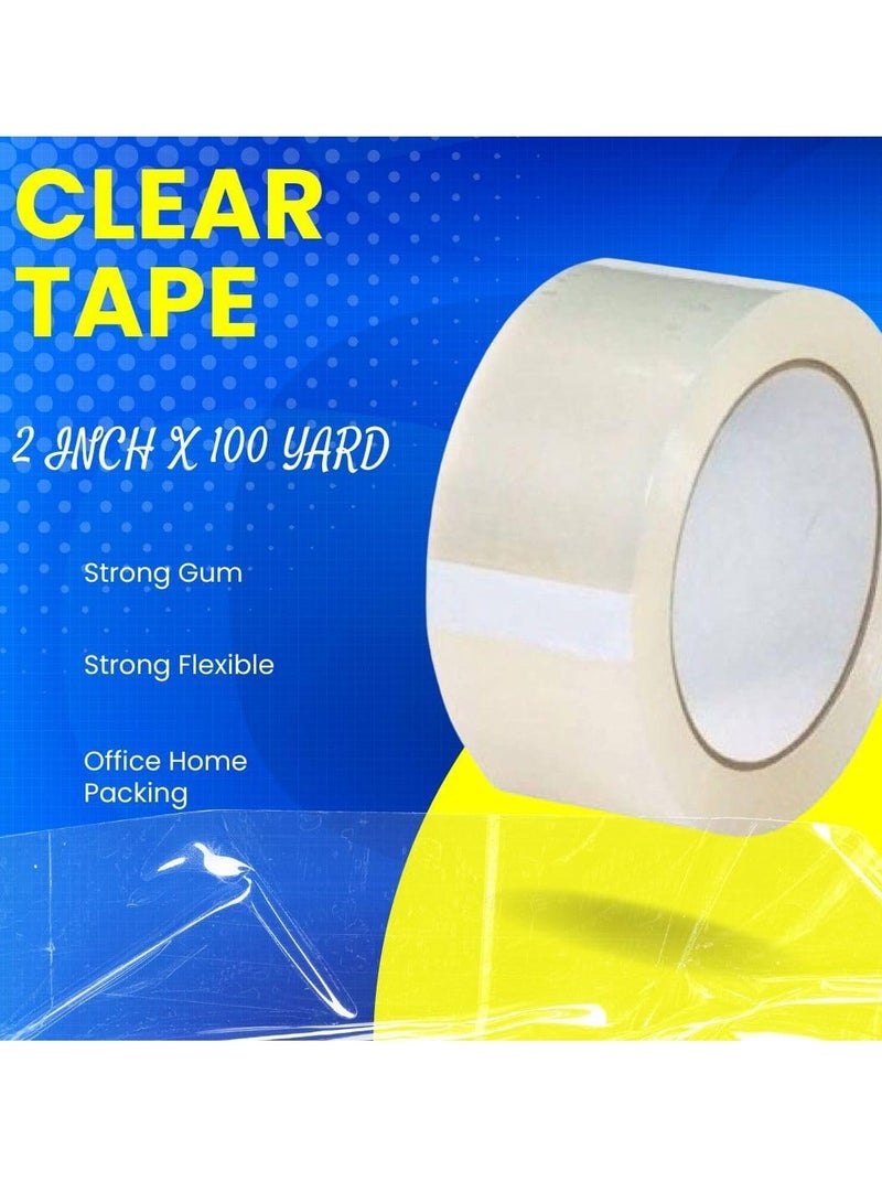 HASANAT ESSENTIALS Essentials 2 inch x 100 Yards Clear Packing Tape Robust Heavy Duty Tape for Sealing Boxes Moving Homes Shipping Office Use 3 PC - Image 2