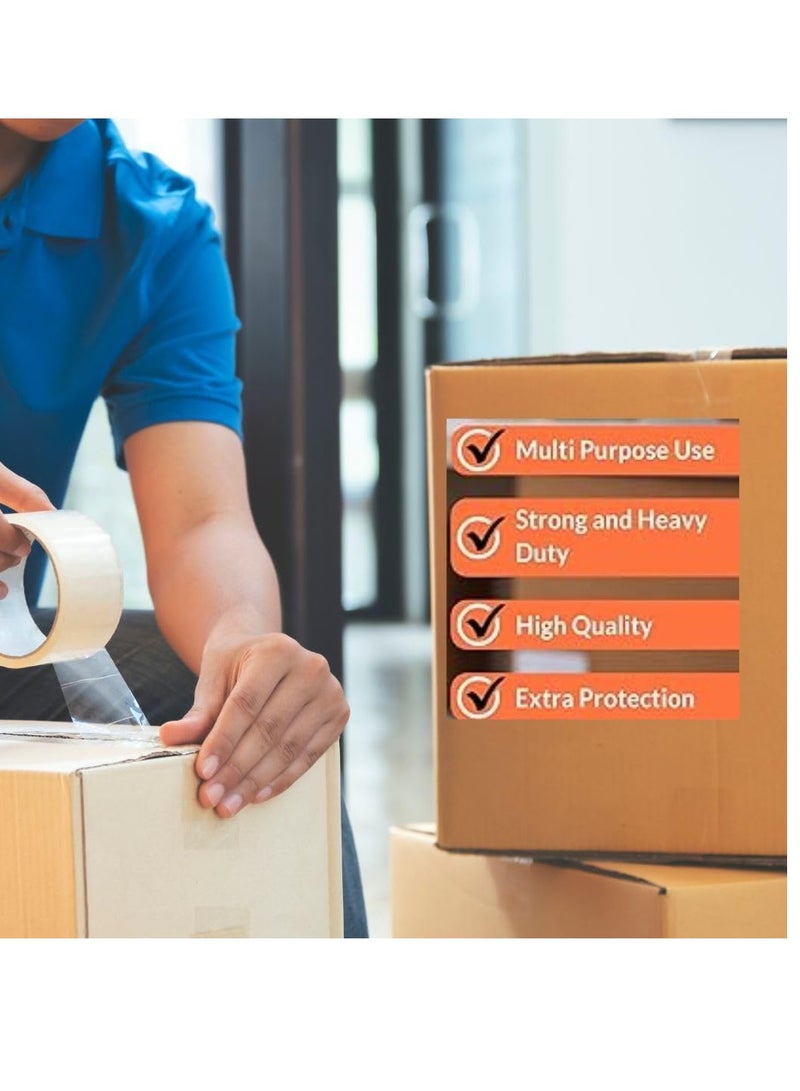 HASANAT ESSENTIALS Essentials 2 inch x 100 Yards Clear Packing Tape Robust Heavy Duty Tape for Sealing Boxes Moving Homes Shipping Office Use 3 PC - Image 3