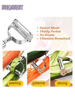NIBEMINENT 3-in-1 Stainless Steel Peeler Set with Smiley Grater – Multi-Functional Kitchen Tool for Potato, Carrot, Cucumber (Easy Peel, Slice & Grate)  - Image 3