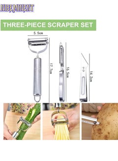 NIBEMINENT 3-in-1 Stainless Steel Peeler Set with Smiley Grater – Multi-Functional Kitchen Tool for Potato, Carrot, Cucumber (Easy Peel, Slice & Grate)  - Image 4