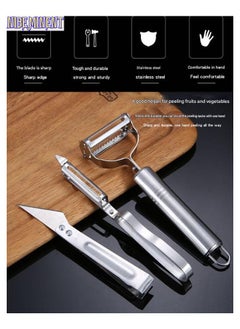 NIBEMINENT 3-in-1 Stainless Steel Peeler Set with Smiley Grater – Multi-Functional Kitchen Tool for Potato, Carrot, Cucumber (Easy Peel, Slice & Grate)  - Image 1