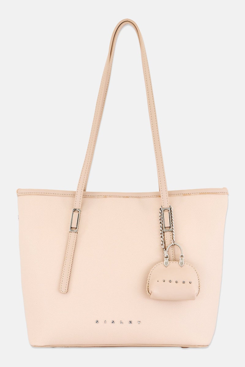 SISLEY Women Brand Logo Shoulder Bag, Peach - Image 1