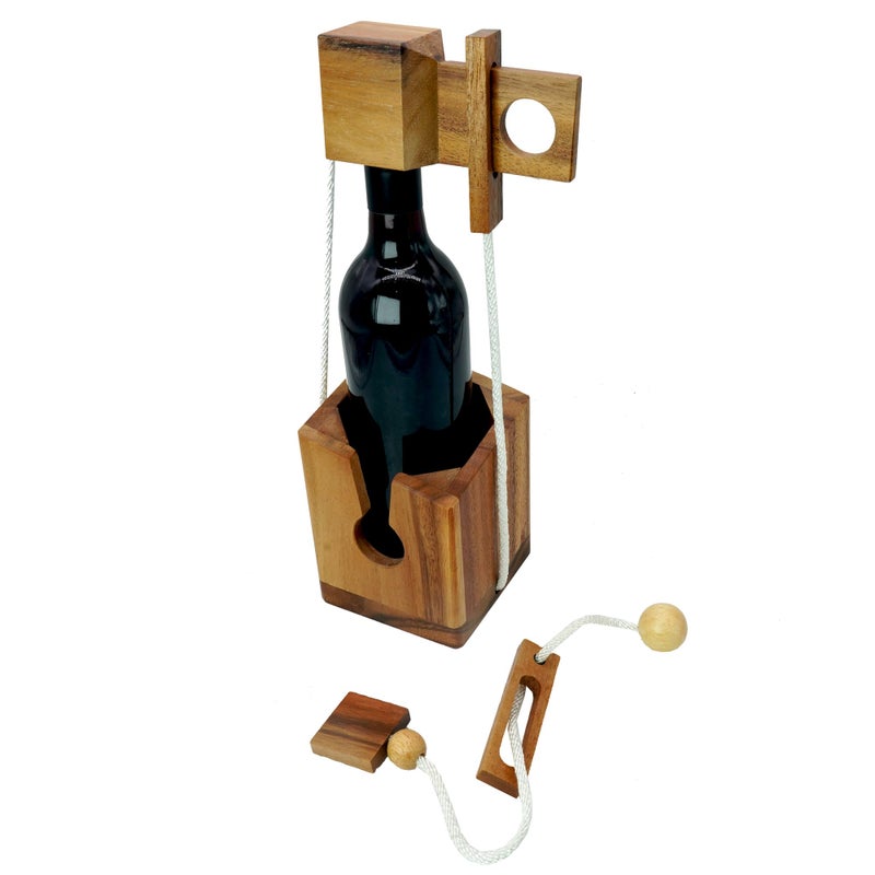 BSIRI Bottle Puzzle - Challenging 3D Wooden Bottle Holder and Bottle Lock Puzzle Games for Adults. Functional Bottle Storage, Ideal Bottle Lover Gifts, Fun Gifts, Game Night and Rustic Room Decor - Image 2