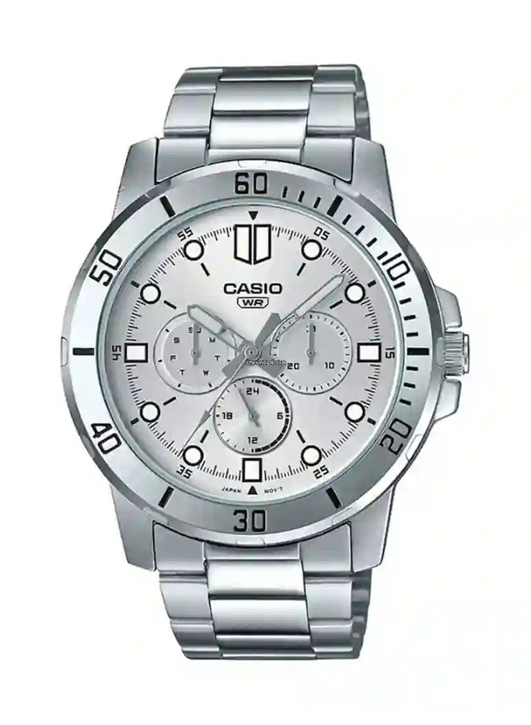 Casio Men's Watch - MTP-VD300D-7EUDF Silver Dial, Silver Band - Image 1