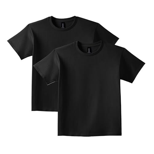 Gildan Youth Ultra Cotton T-Shirt, Style G2000B, 2-Pack, Black, Large - Image 1