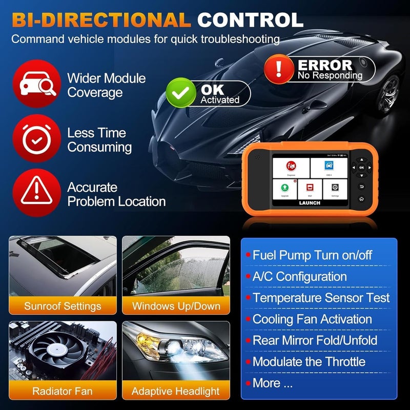 LAUNCH X431 Creader Elite 2.0 BBA fit for BMW, Benz, Audi Series, 2025 Bidirectional Scan for Cars,100+ Services, Full System OBD2 Scanner, ECU Coding, Battery Registration, Lifetime Free Update - Image 4