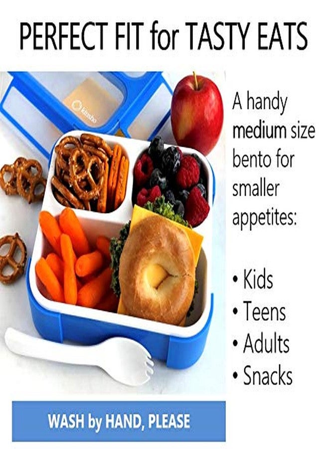 Kinsho Bento Box for Kids, Toddler Lunch-Box for Small Boys Girls in School, Pre-School or Daycare, Leakproof 3 Compartment Containers for Portion Control Snacks for Adults, BPA Free. Medium Blue Pink 2 pack - Image 5