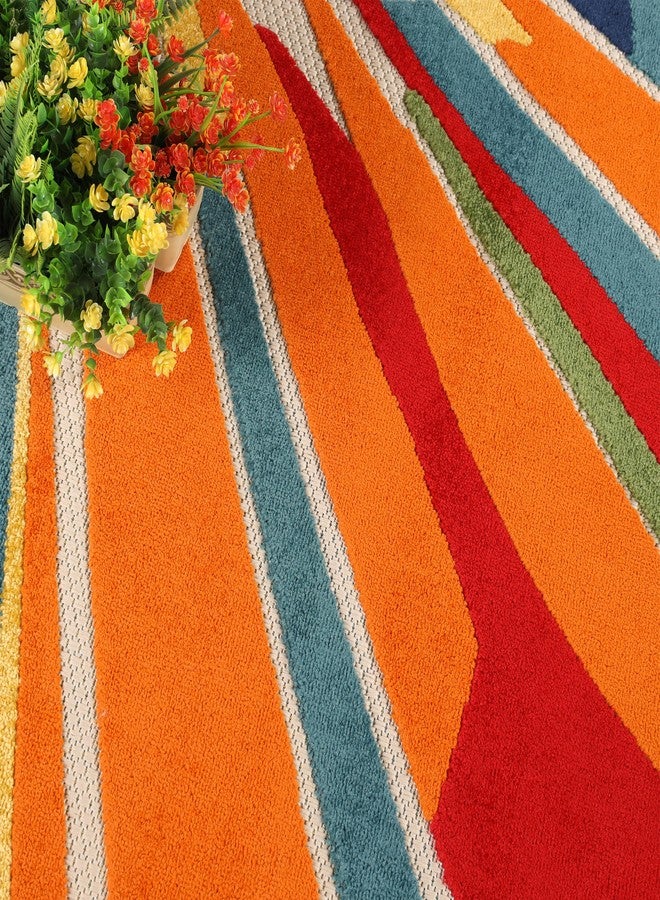 سوبيريور سجادة فاخرة للاستخدام الداخلي والخارجي، مثالية للفناء، غرفة النوم، المطبخ، غرفة المعيشة، المدخل، غرفة اللعب، غرفة الأطفال، غطاء للسجاد، تصميم هندسي عصري مجرد، من مجموعة لياندر، 4 × 6 قدم، لون كريمي - Image 5