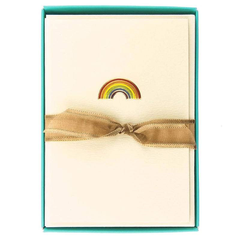 Graphique Rainbow La Petite Presse Boxed Notecards - 10 Embellished Gold Foil Rainbow Blank Cards with Matching Envelopes and Storage Box, 3.25" x 4.75" (L1332CB) - Image 1