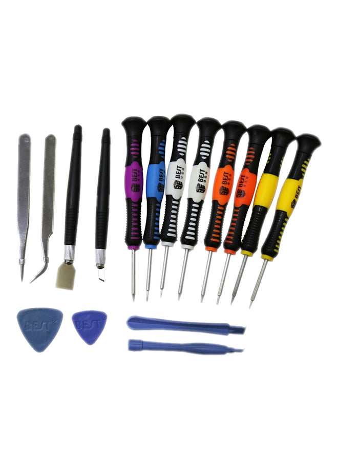 مجموعة مفكات براغي دقيقة احترافية لإصلاح الهاتف 16 في 1 . متعدد الألوان